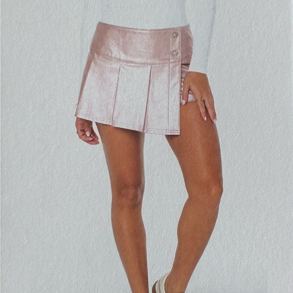 Celebrity Pink Metallic Blush Mini Skort
